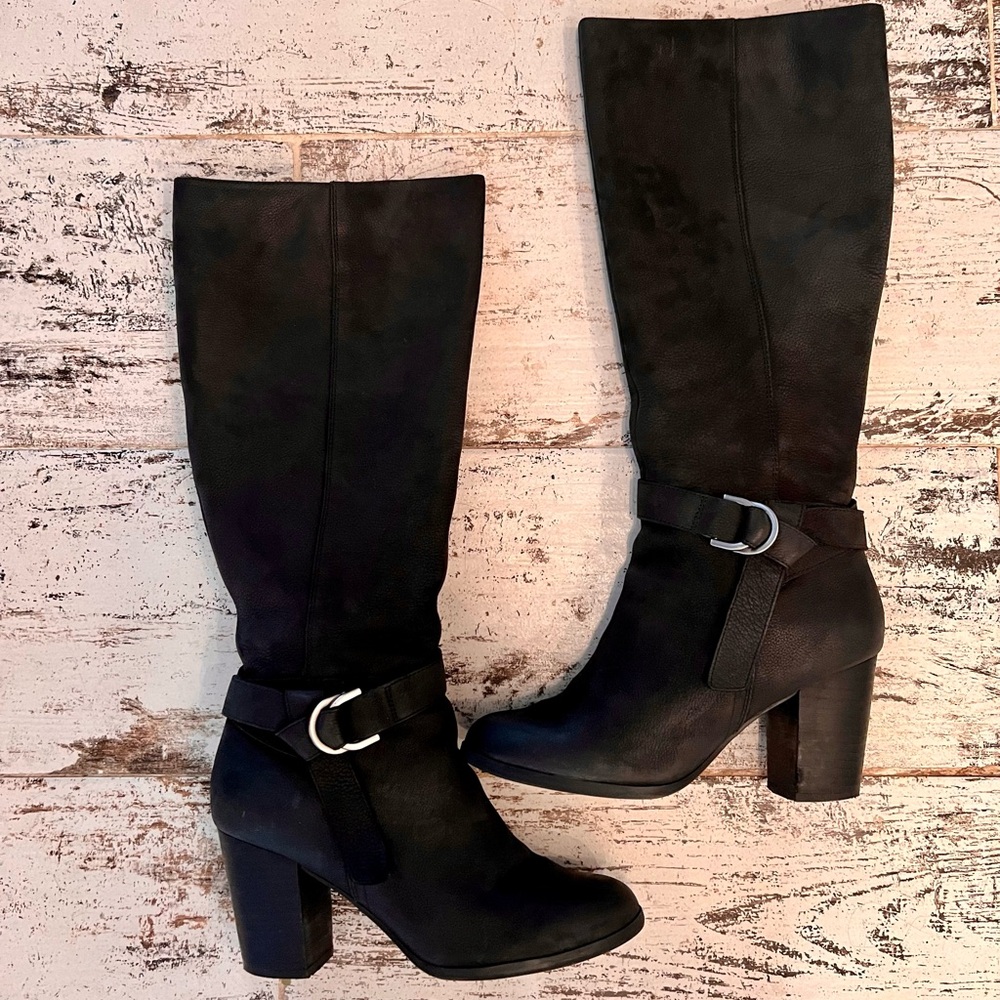 Aldo Black Below Knee Marye-93 style Heeled Boots